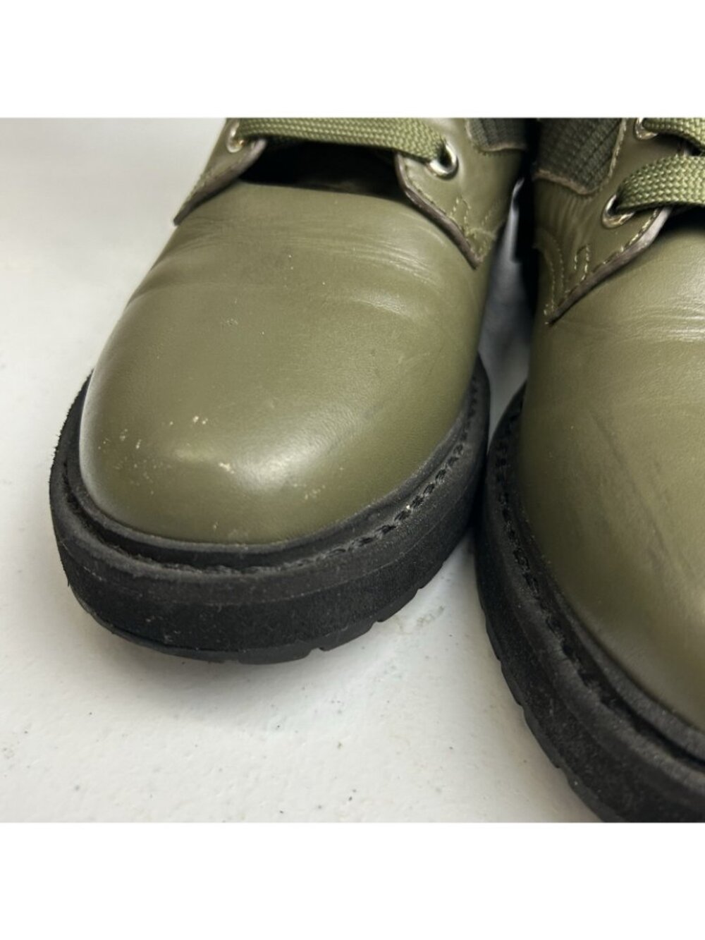 Fendi Rockoko Combat Green Leather Knit Boots Womens EU 37/US 7 Made In Italy - Picture 11 of 13